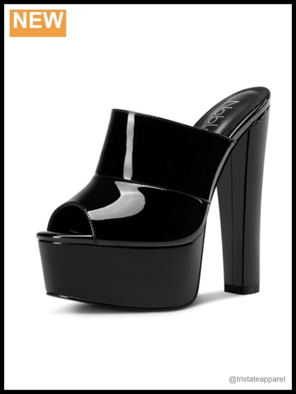 Platform Chunky Block Heels Peep Toe Slip-on Mules High Heeled Dress Sandals